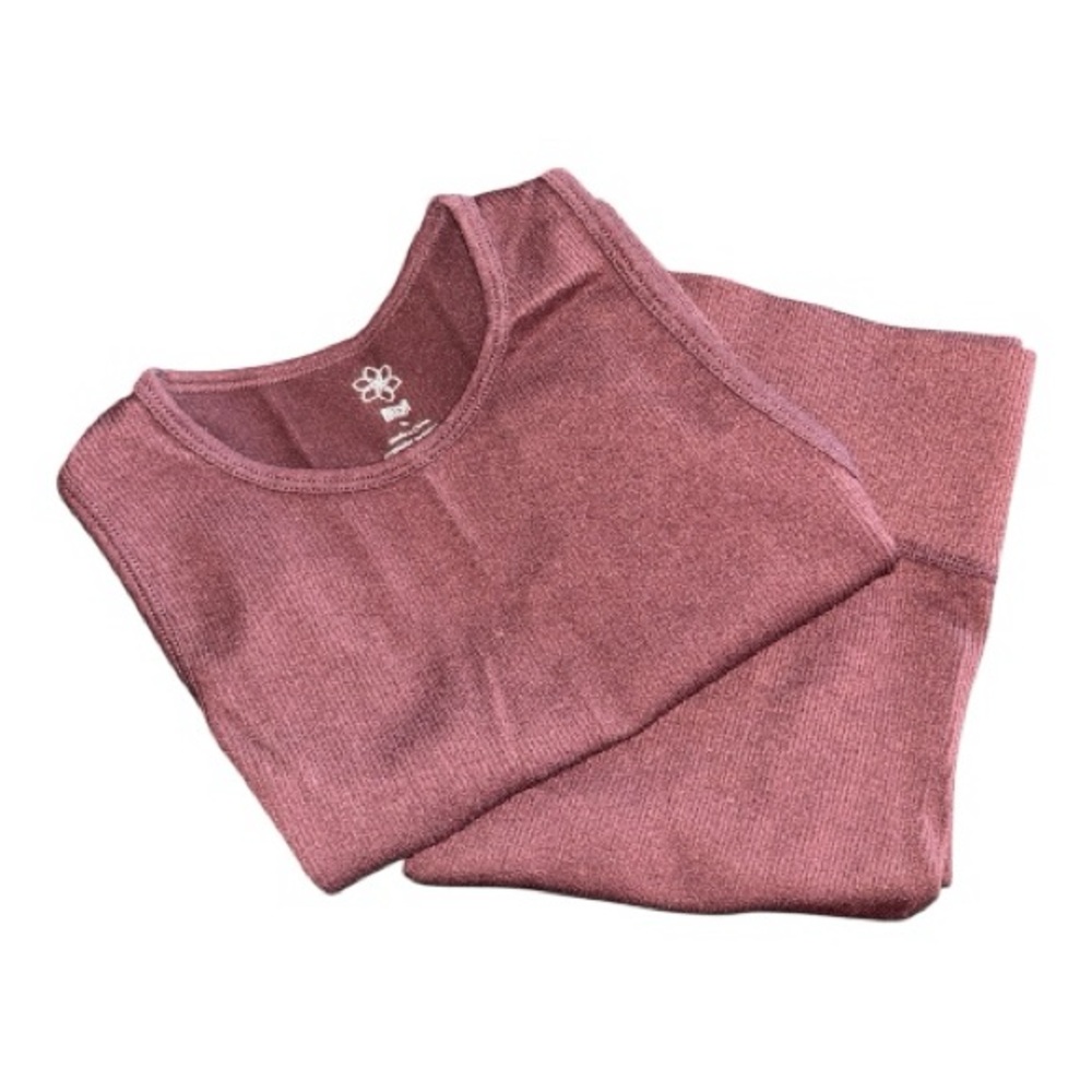 Ribbed Lounge Set Women’s M/L Brown Crop Tank & Biker Shorts
